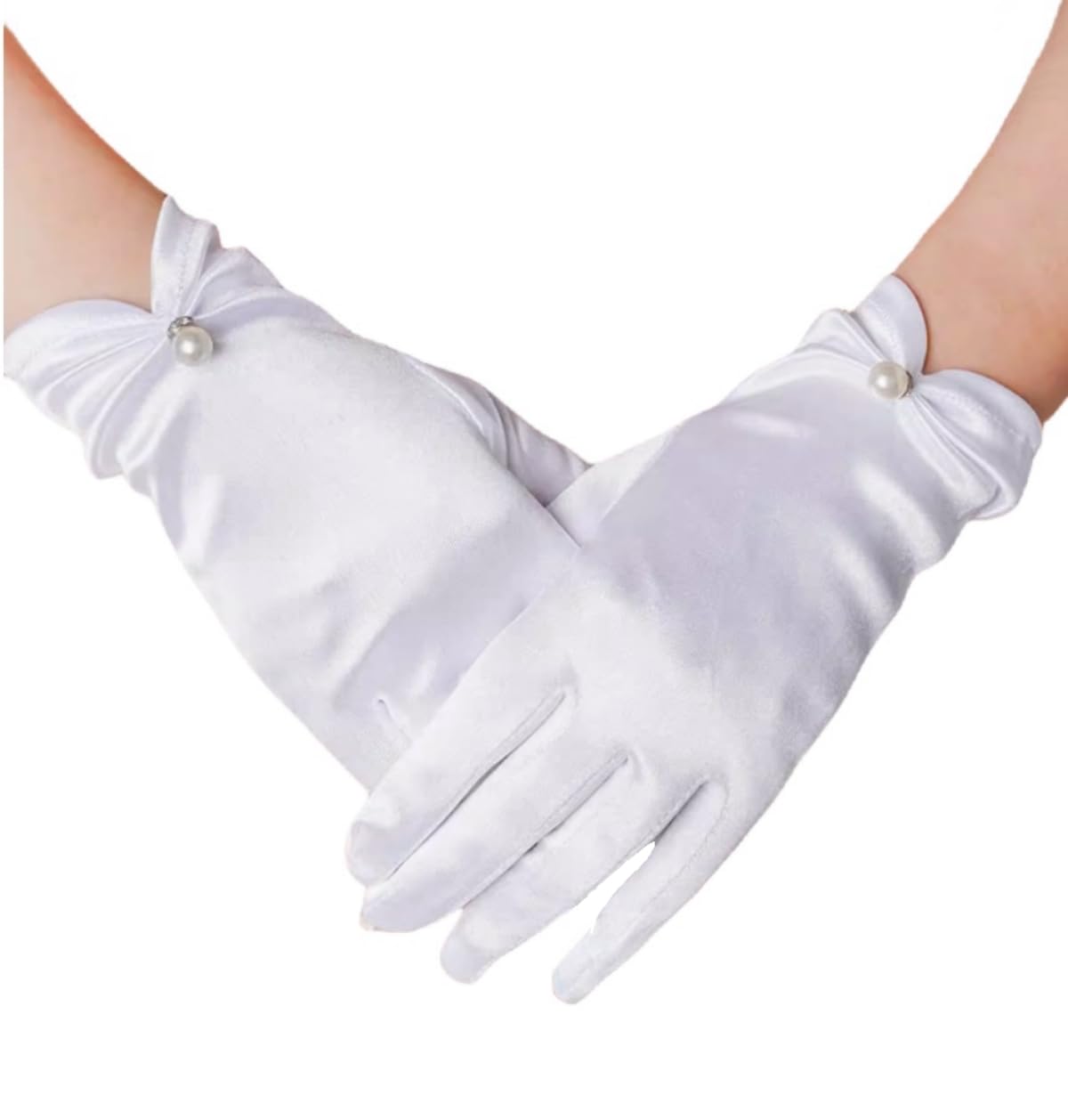 SamHeng Guantes Cortos y Elegantes para Mujer Guantes de Boda clásicos para Novias Guantes de ópera de Fiesta Vintage para Damas Guantes de satén Disfraces Vintage de los 1920s