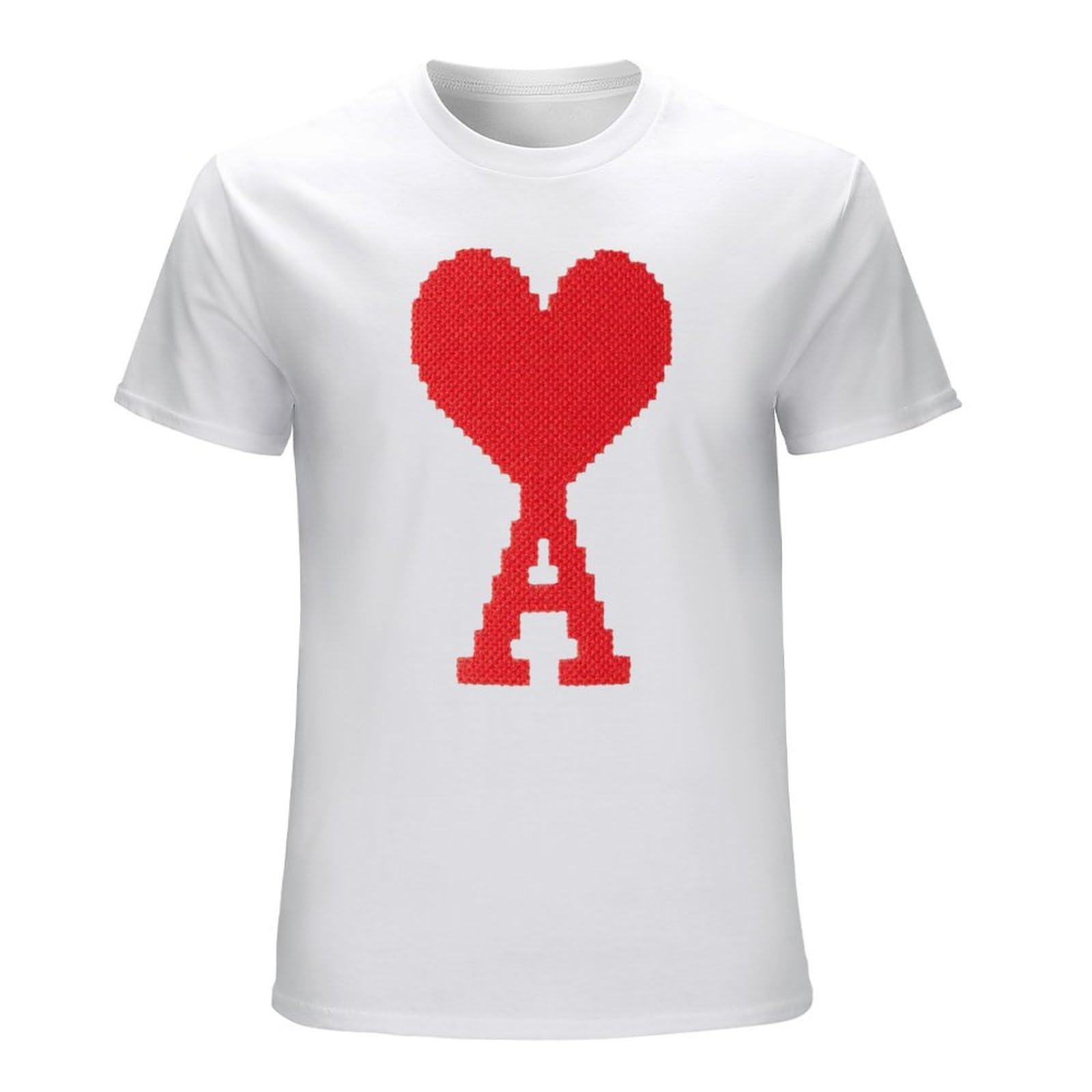 Xueyuyoulan Unisex White Ami Heart T-Shirt Printed Tee Graphic Top Men Shirt M