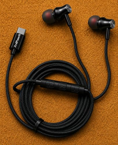 Image of Gaming Type-C Wired Earphone with Mic, 10mm Dynamic Bass Driver, Magnetic in-Ear Headphones, Low Latency Sound for Gaming, 3 Button Control, HD Calling, Voice Assistant (Deep Black)