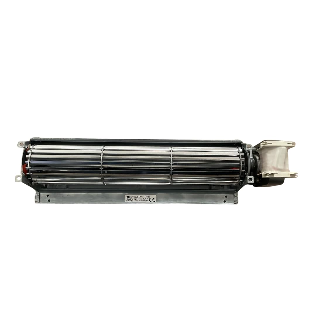 Ventola tangenziale lunghezza totale: 380 mm, dimensioni bocchetta: 304x40 mm,per stufa a pellet ANSELMO COLA, CADEL, FERROLI, NORDICA EXTRAFLAME