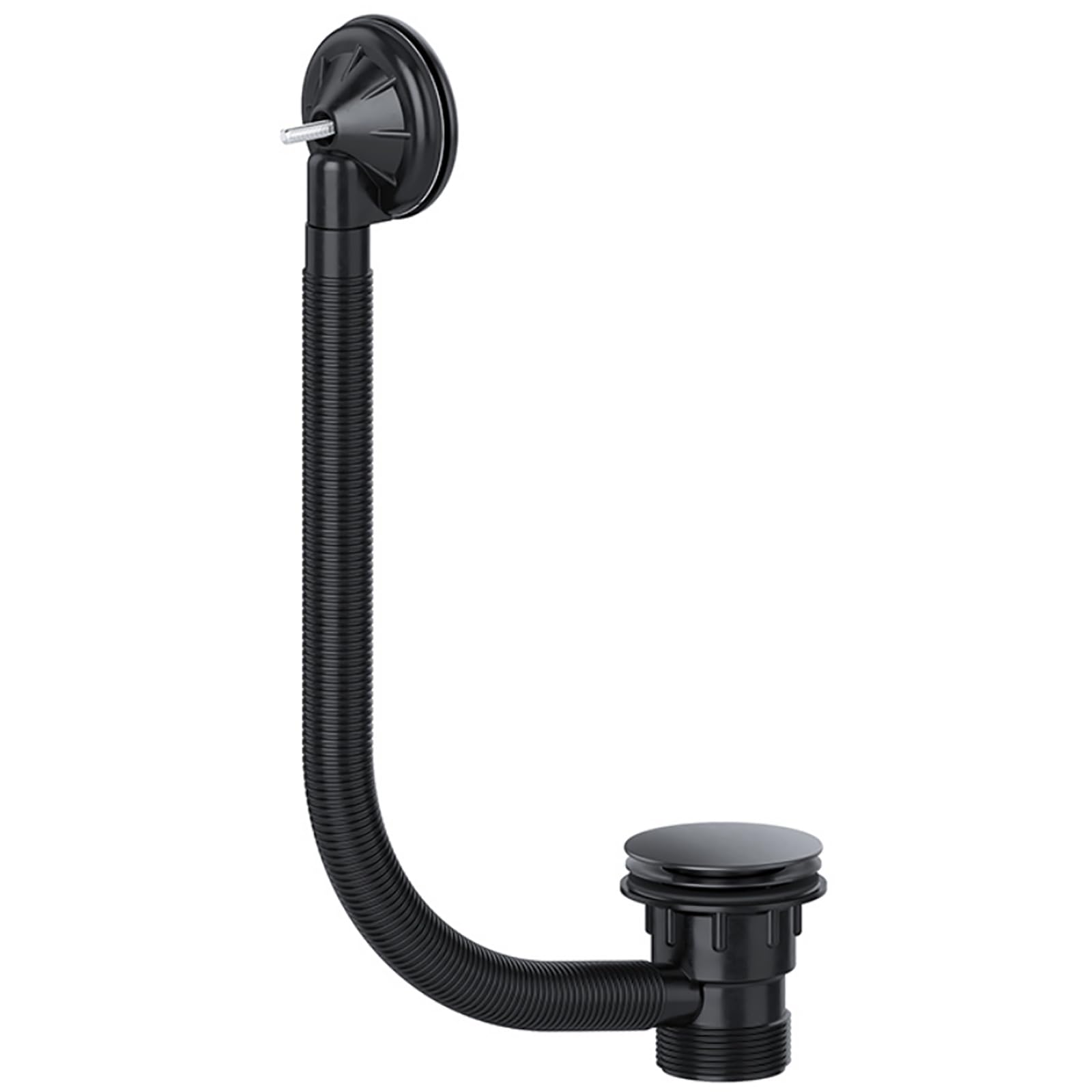 SPARES2GO Bonde de baignoire Clicker 40 mm 1,5" Combinaison Click Clack Trop-plein (Noir)