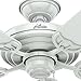 Hunter 52 inch Outdoor or Indoor Ceiling Fan No Light - White Ceiling Fan without Light, For Patio, Porch, Garage, or Living Room, Standard Mount, 5 Blades, Pull Chain - Sea Air 53054, White