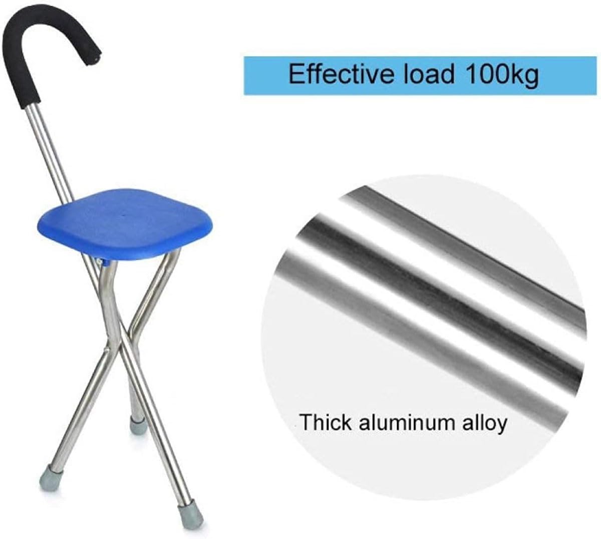 Silla para Caminar Portátil Bastón Silla Plegable Taburete Bastón para Caminar Al Aire Libre Trípode Bastón Ortopédico para Personas De Mediana Edad Y Ancianos para Caminar