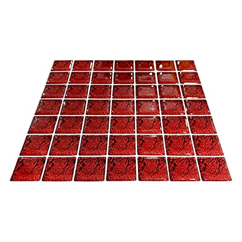 Pastilha Adesiva Resinada, Cromo Sign, Branca/Vermelho Mesclado Kit 4 Placas