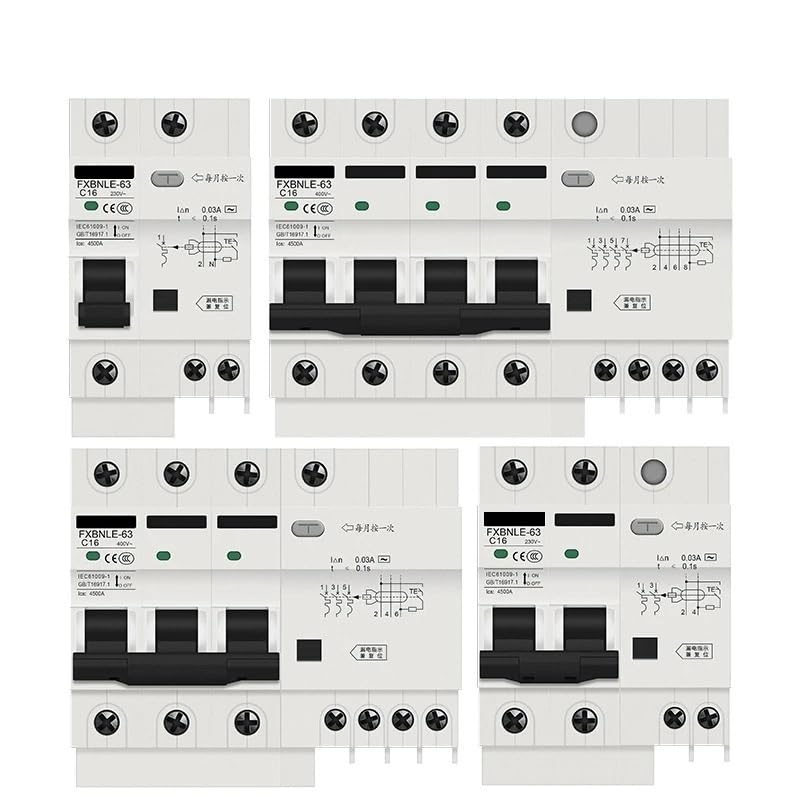 Interruttore Magnetotermico Interruttore differenziale RCBO RCD AC230V/AC400V 30mA con Protezione da sovracorrente 6/10/16/20/25/32/40/50/63A Interruttori Automatici(4P,25A)