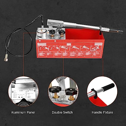 Image of BEAMNOVA Hydrostatic Test Pump 3.17 Gallon Hydraulic Manual Water Pipe Leakage Pressure Tester Kit with Gauge Tank