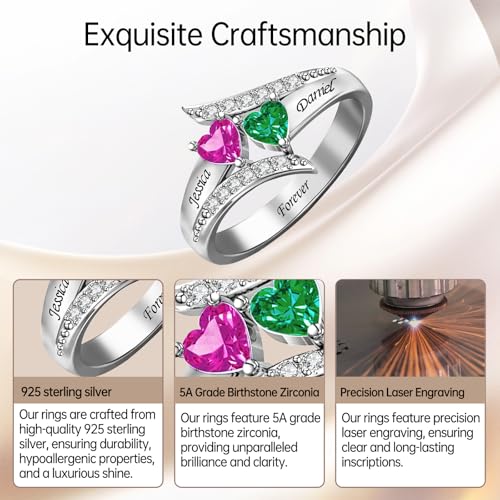 Personalized Birthstone Rings for Women, Customized Promise Ring for Her, Mothers Ring with Birthstones, Mothers Day Gifts for Women Wife Her4