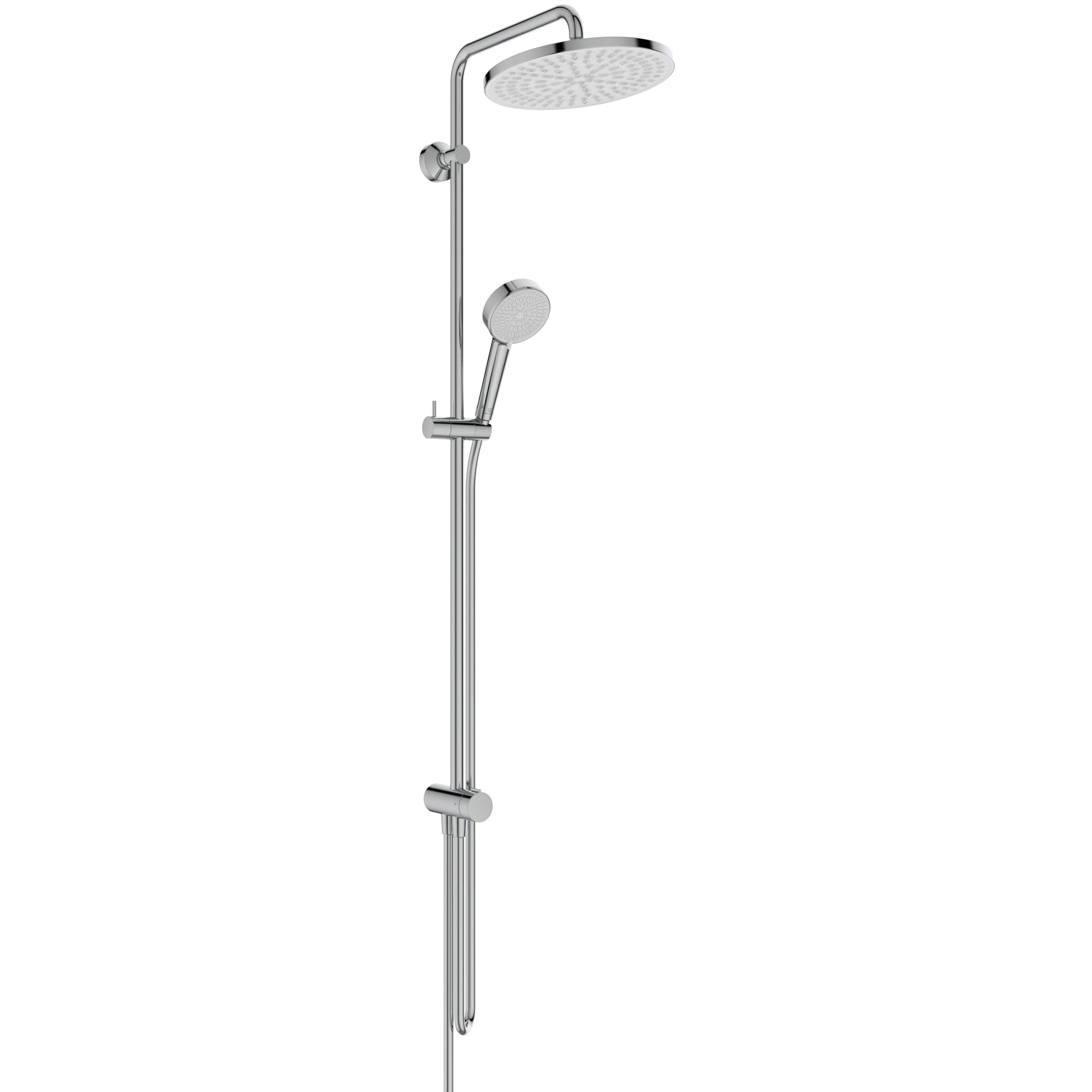 Ideal Standard Alero colonna doccia, kit doccia a risparmio idrico con due tipi di getto (SilkRain e Rain), montaggio flessibile grazie al braccio girevole – Cromo (260 x 513 x 1117 mm)