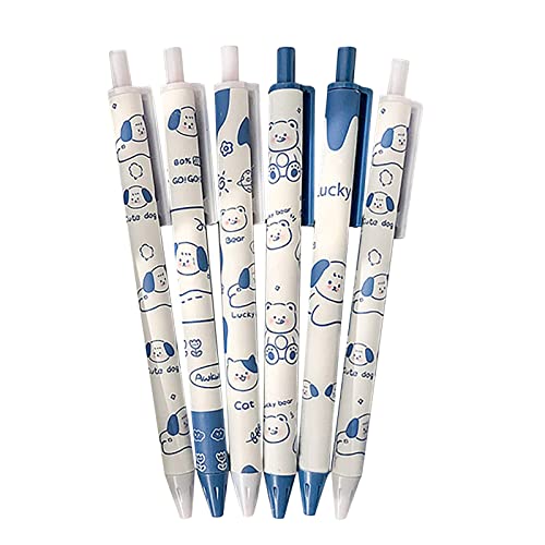 かわいい犬のプッシュペンかわいいニュートラルペンガールハートプレス0.5ブラックペン6PC16