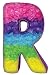 iscream Lettermania R Initial 16" Rock Candy Print Fleece Back Microbead Pillow