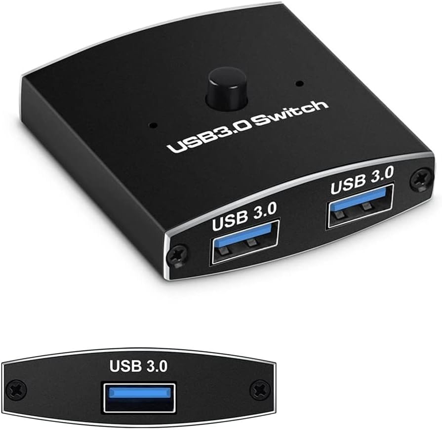USB 3.0 Switch Selector, 2 in 1 Out USB Switcher for 2 Computers Share 1 USB Devices Or Two USB Device Share 1 Computer Support Mouse, Keyboard, Scanner, Printer, Etc