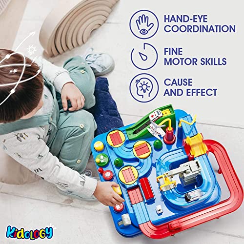 Image of Kidology Car Race Tracks Toy | Car Adventure Toy for 0-3 Years, Boys, Girls & Kids | Playset City Rescue Activity for Toddlers | Pre Educational Learning Puzzle Gift for Babies (4 Car Included)
