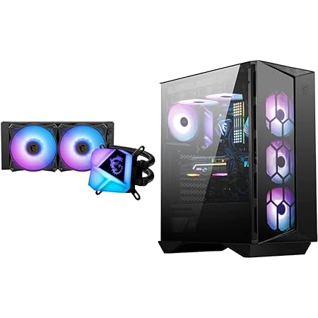 MSI MAG CORELIQUID C240 Kit Watercooling CPU, Tête Waterblock ARGB Spectaculaire & Intel & MPG GUNGNIR 110R 'G110R' Ordinateur de Jeu Mid-Tower Boîtier 'Noir, USB 3.2 Gen2 Type C