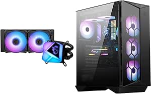 MSI MAG CORELIQUID C240 Kit Watercooling CPU, Tête Waterblock ARGB Spectaculaire &amp; Intel &amp; MPG GUNGNIR 110R 'G110R' Ordinateur de Jeu Mid-Tower Boîtier 'Noir, USB 3.2 Gen2 Type C