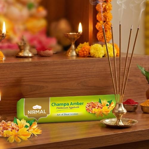 Image of Shubhkart Nirmal Champa Amber Premium Agarbatti Sticks | Agarbatti for Pooja & Meditation | Incense Muttha Sticks for Home with Rich Floral Fragrance | Pooja Items for Daily Use | 250g