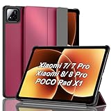 DLveer Hülle für Xiaomi Pad 7/ Pad 8/ Pad 7 Pro/Pad 8 Pro (11.2 Zoll), Slim Smart Schutzhülle mit Stander, Rotwein