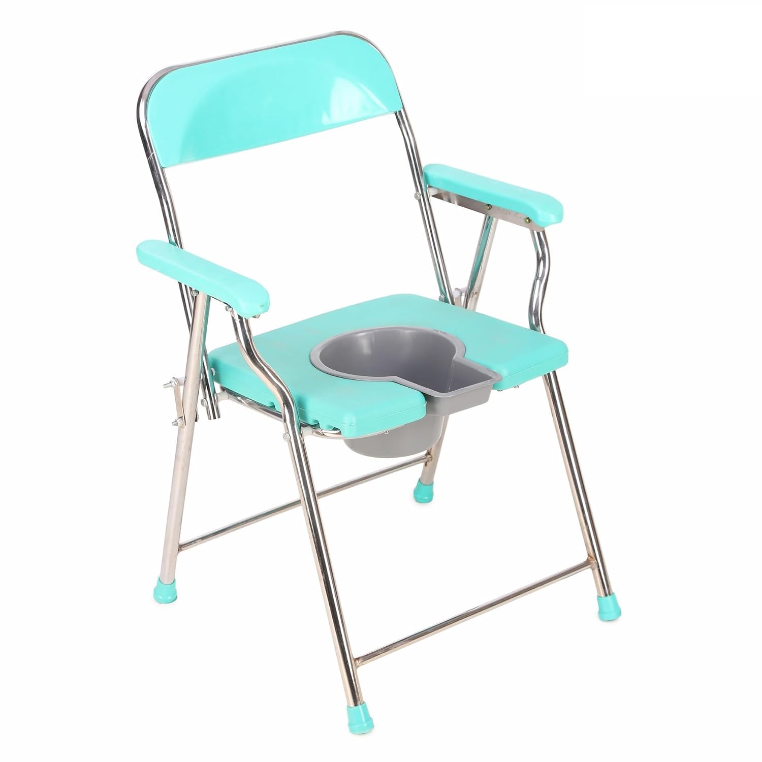 Dmaax Derma Folding Commode Over Toilet, Bedside Commode Chair, Shower Seat With Removable Bucket, Sturdy, Comfortable & Easy To Clean Plastic Seat, Suitable For Old People, Pregnant Women, Green