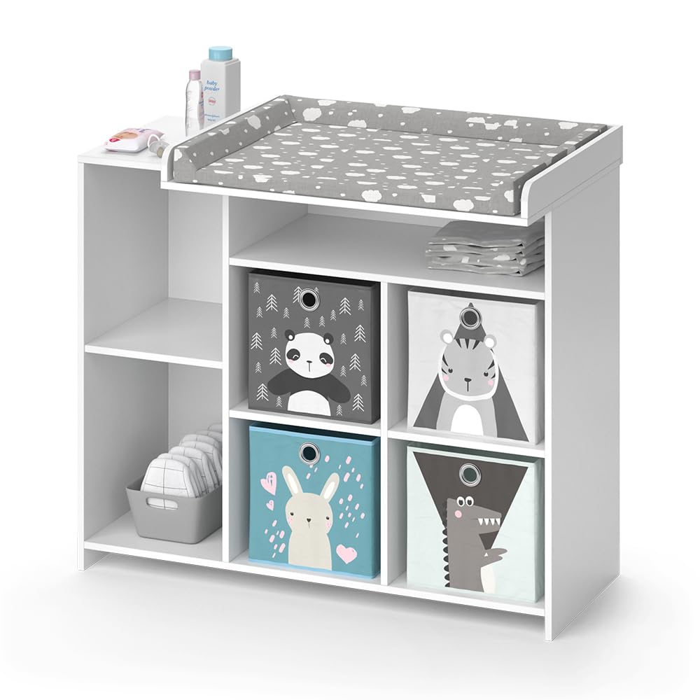 Vicco Mueble cambiador bebé "Oskar", Blanco, 113 x 100 cm con estante abierto