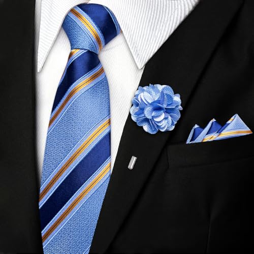 Image of DiBanGu Silk Zipper Ties for Men, Formal Pre-tied Necktie | Adjustable Tie,6PCS,Various Design Styles,Jacquard Woven,Skin-friendly,Practical Gift,Great for Wedding Party,Business Formal