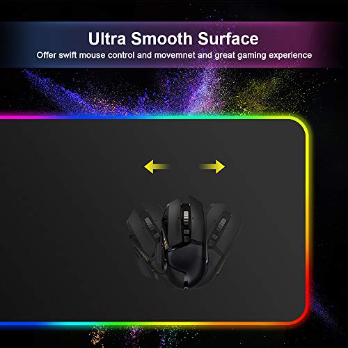 ARCHEER Tappetino Mouse Gaming, RGB Gaming Tappetino 800x300 mm Tappetino Mouse Gaming XXL con 12 RGB Effetti Luce Superficie Impermeabile Liscio e Base Gomma Antiscivolo per PC e Laptop