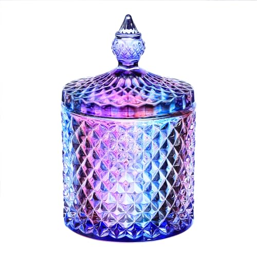 Gaolinci Vintage European Royal Glass Jar, Candy Jar with Lid Small Item Storage Jar (Purple Glaze)