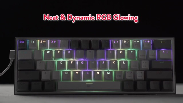 Redragon K617 60% Wired RGB Gaming Keyboard, 61 Keys Compact