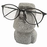 ZXNhome Moai Eyeglass Holder Stand Easter Island Stone Decoration Fun Glasses Holder Display Stands Modern Home Resin Sculptures Decorative Nightstand Home Office Desk Decor (Gray)
