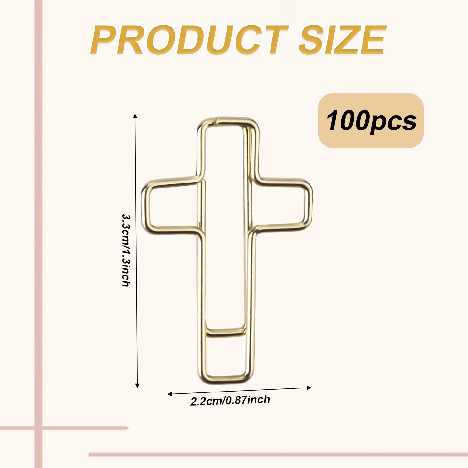 100pcs Gold Cross Paper Clips Bulk - Image 2