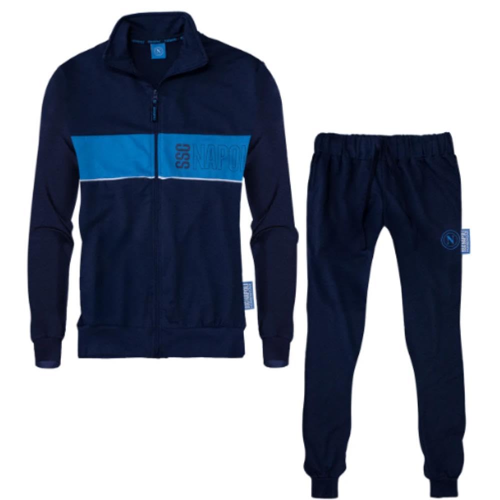 Generico Tuta Napoli Cotone Garzato Tuta Homewear Full Zip | Pigiami Calcio Personalizzati Con Nome e Numero PS 46643