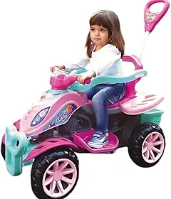 Carrinho Passeio Quadriciclo Infantil 2 em 1 com Pedal e Empurrador para Crianças de 9 Meses a 5 Anos com Diferentes Modelos e Cores (Quadriciclo Menina Rosa)