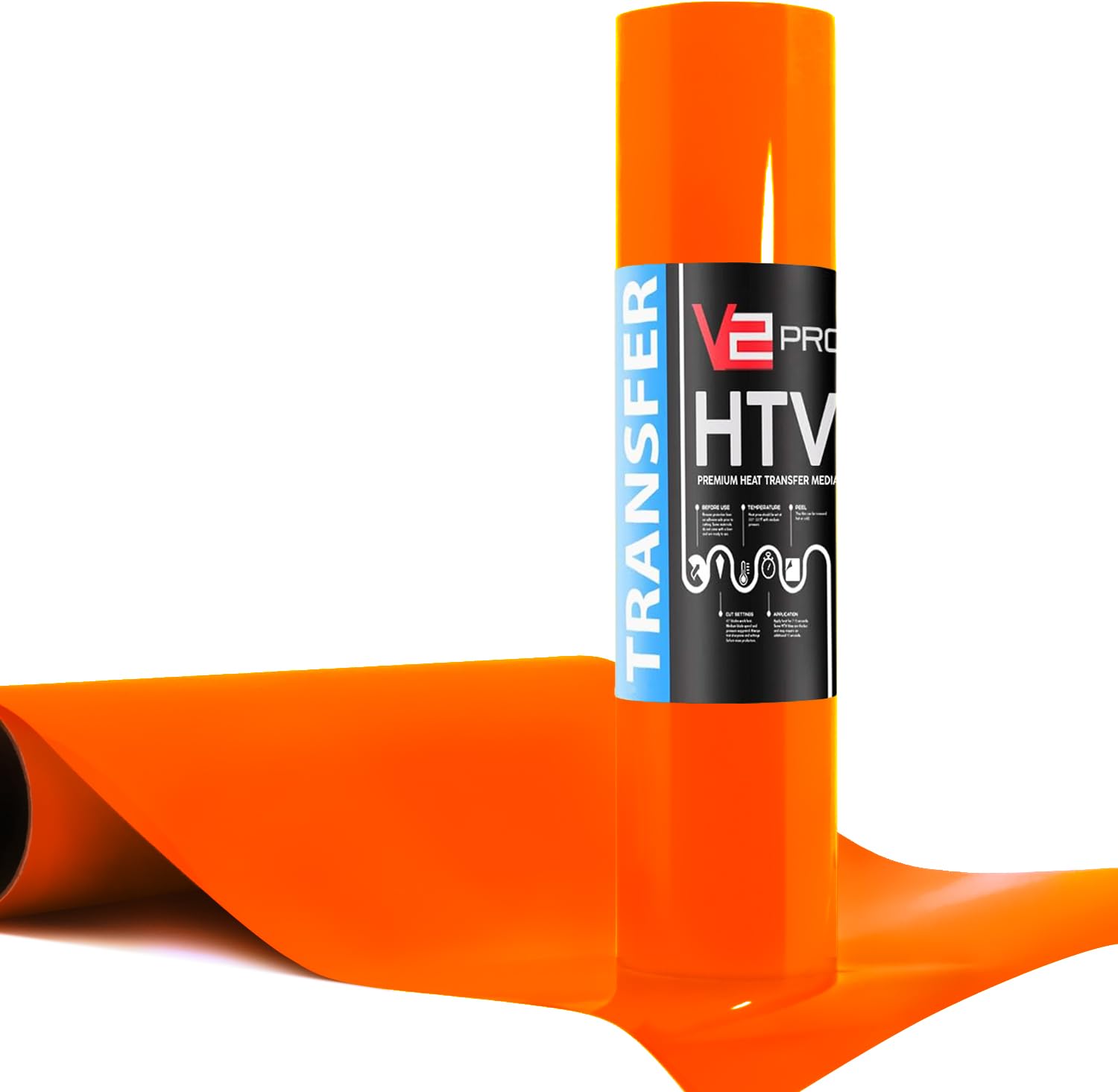 VViViD V2 Pro Heat Transfer Vinyl Film HTV Roll (Fluorescent Orange, 12x 36")