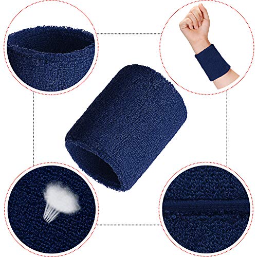 Image of Bememo 12 Pack Wristbands Sweatband for Women Men, Neon Colored Sport Wrist Bands, Tennis Football Basketball Sweatbands, Moisture Wicking Arm Bands for Working Out