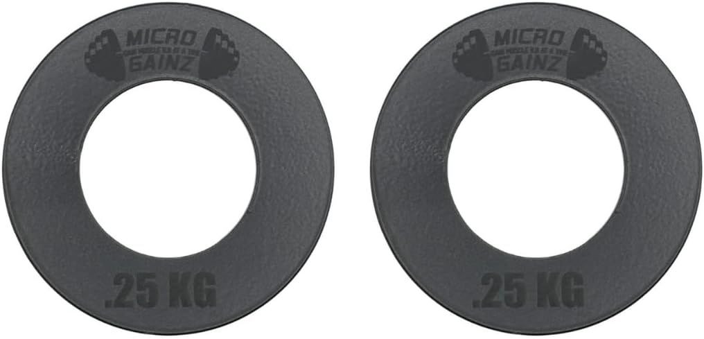 Micro Gainz Kilogram Fractional Weight Plate Set of 2 Plates, .25KG, .50KG or 1KG, Plate Set Designed for Olympic Barbells & Strength Training, Made in USA