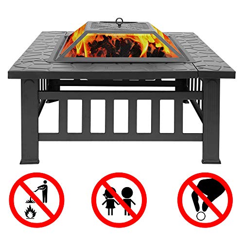 Teeker 32'' Backyard Patio Garden Stove,Outdoor Fire Pit Table,Fire Pit Set,Wood Burning Pit,Multifunctional