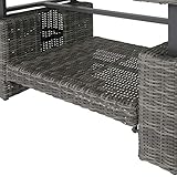 greemotion Tisch Bari, höhenverstellbarer Couchtisch, Beistelltisch aus Rattan-Geflecht mit Glas-Tischplatte, Sofatisch ca. 130 x 49/68 x 75 cm - 6