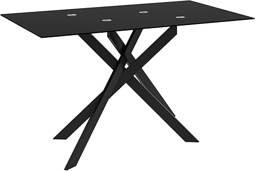 Miniatura 9 de Henf Juego de mesa de comedor de 5 piezas para 4, mesa de cocina y sillas de cristal modernas para 4, juego de mesa de comedor con mesa de comedor