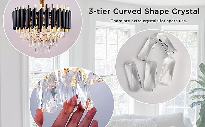 Image of RD.Enterprises || Modern Crystal 5-Tier Gold Chandeliers | Moving Round |Bluetooth Remote Control and Speaker,Multi Colour Changing |Ceiling Light Fixture for Living Room (Black Gold Remote, 600MM)
