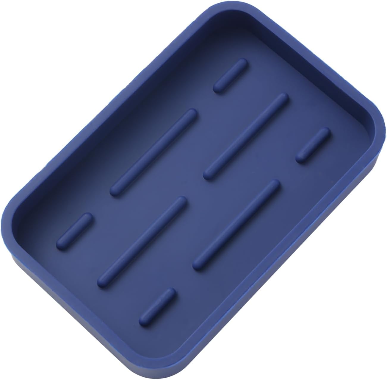 MicoYang Silicone Kitchen Sink Organizer Tray for Multiple Usage,Easy Clean Sponges Holder for Kitchen Bathroom Counter or Sink,Dish Soap Dispenser,Scrubber,Bottle,Cup Navy Blue 4.9”x 3.2”