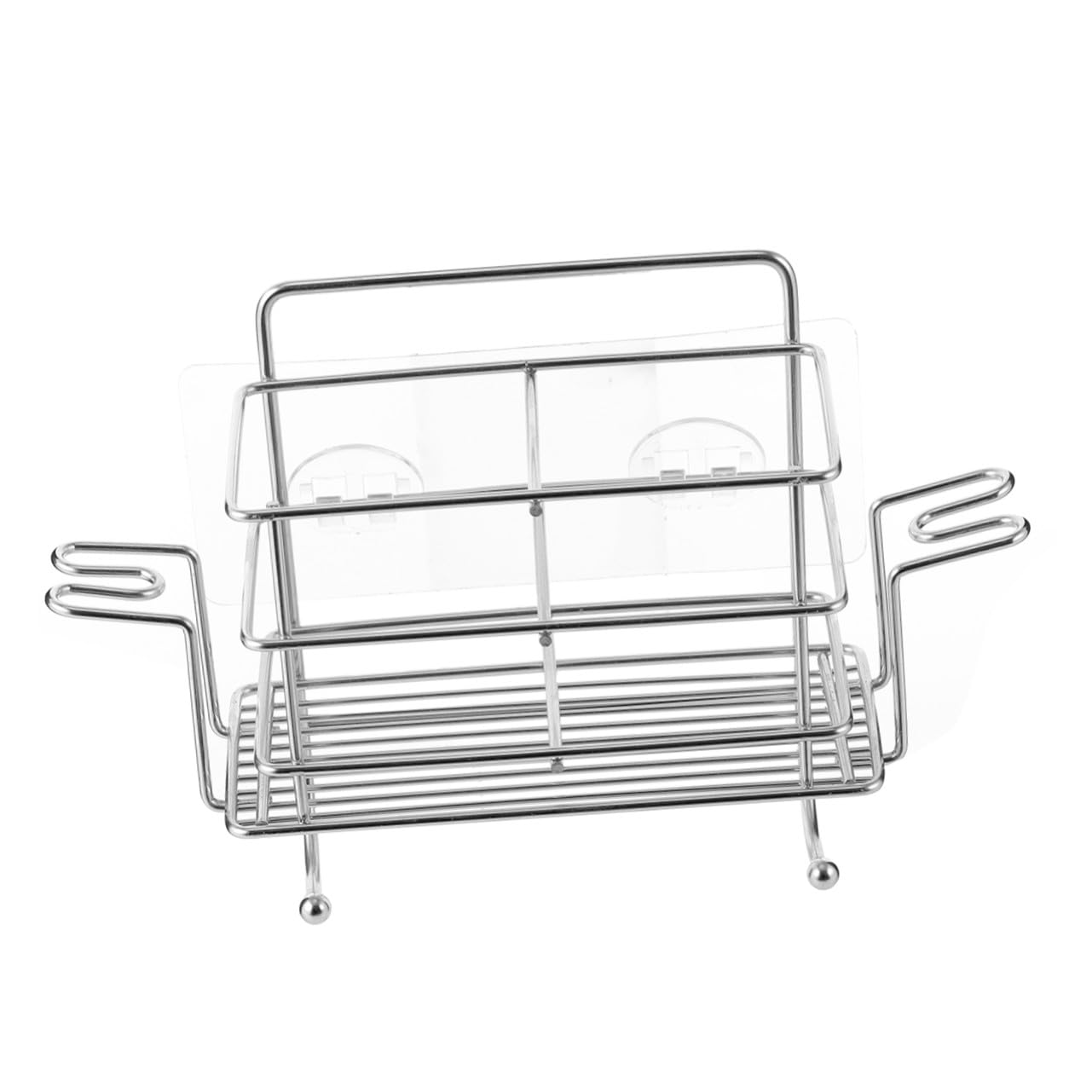 Estante de Ducha para Colgar Diseño sin Perforaciones en Acero Inoxidable Plata, Organizador para Baño Soporte para Cepillos y Capacidad para 2 Tazas