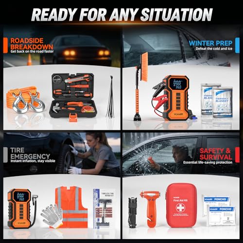 Jump Starter with Air Compressor Car Emergency Kit for Women, Men, Teen - Image 2
