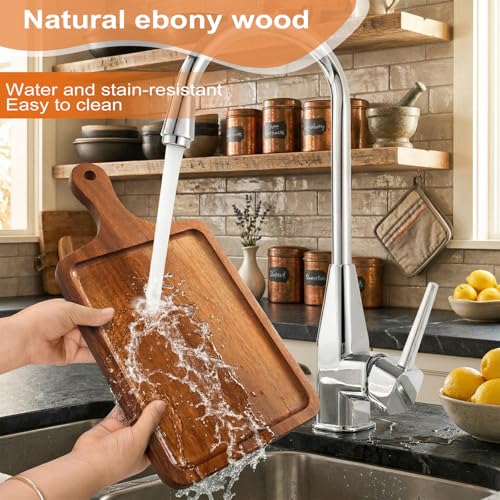 Tabla de cortar de madera ébano con mango, pack de 10 miniatura 2