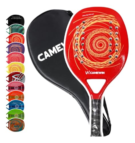 Raquete Beach Tennis Fibras Carbono e Vidro com núcleo soft EVA - Camewin - Nota Fiscal - Original produto no Brasil ((VERMELHO))