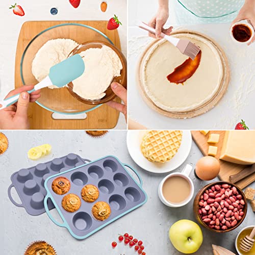Cookstyle 4 Piece Silicone Muffin Baking Pan Set - 12 Cups Silicone Cupcake Model, Muffin & Cupcake Baking Supplies With Handle And Non Stick, Ideal For Making Muffin Cakes, Tart #TOP3
