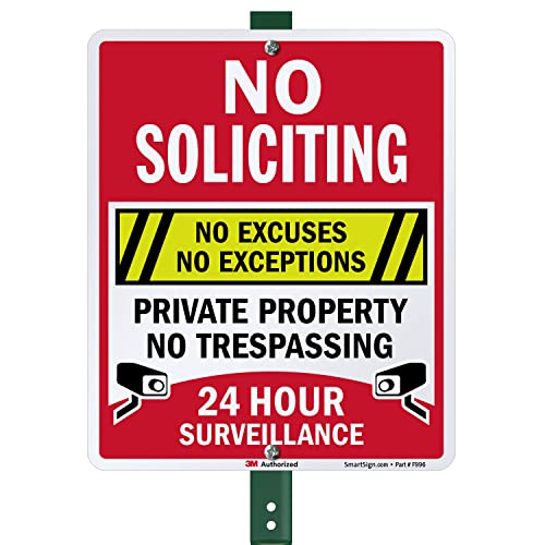 No Soliciting Yard Sign with 3 ft Stake, 40 mil aluminum