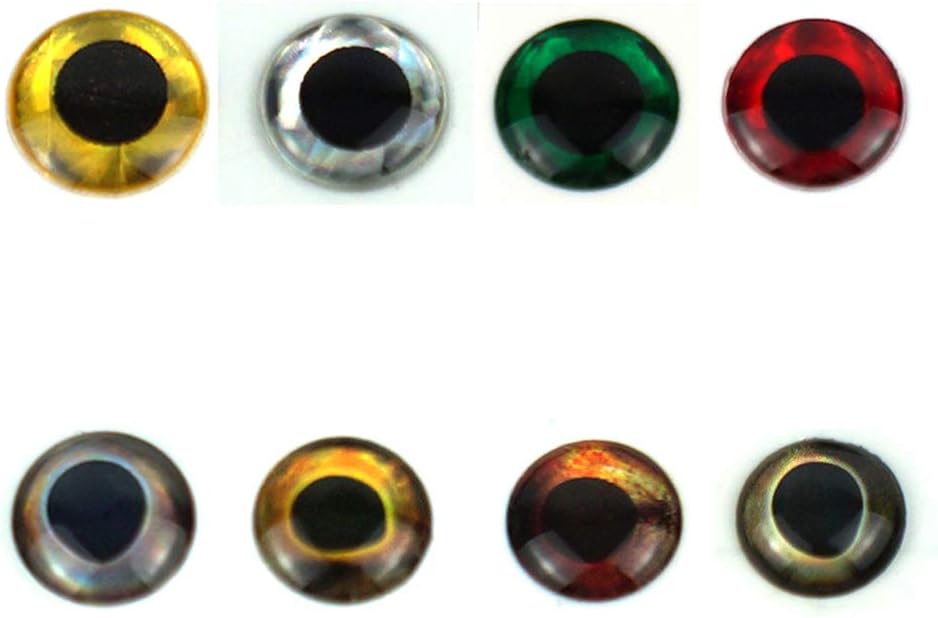Aventik 360pcs Pack 8 colors choice Super Realistic 3-D Fish Eyes Holographic Fishing Lure Eyes, Fly Eyes, Fishing Lure Making, Fly Tying Materials,