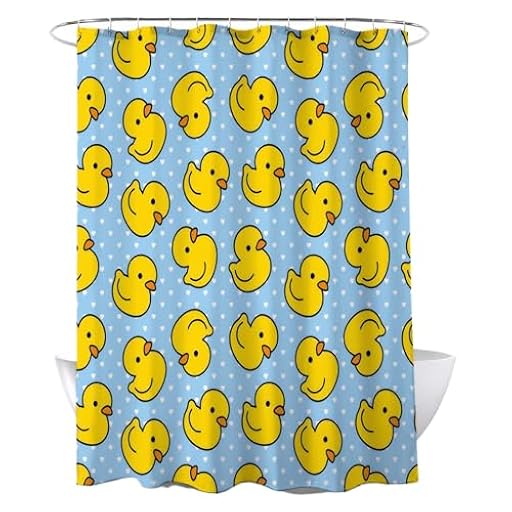 volumoon Cortina de Ducha de 120 x 180 cm, con 12 Anillos de Cortina de Ducha, Impermeable, Antibacteriana, Diseño de Pato, para Decoración del Hogar y el Baño del Hotel | Ya disponible en tu tienda friki favorita! En mundofriki.es!
