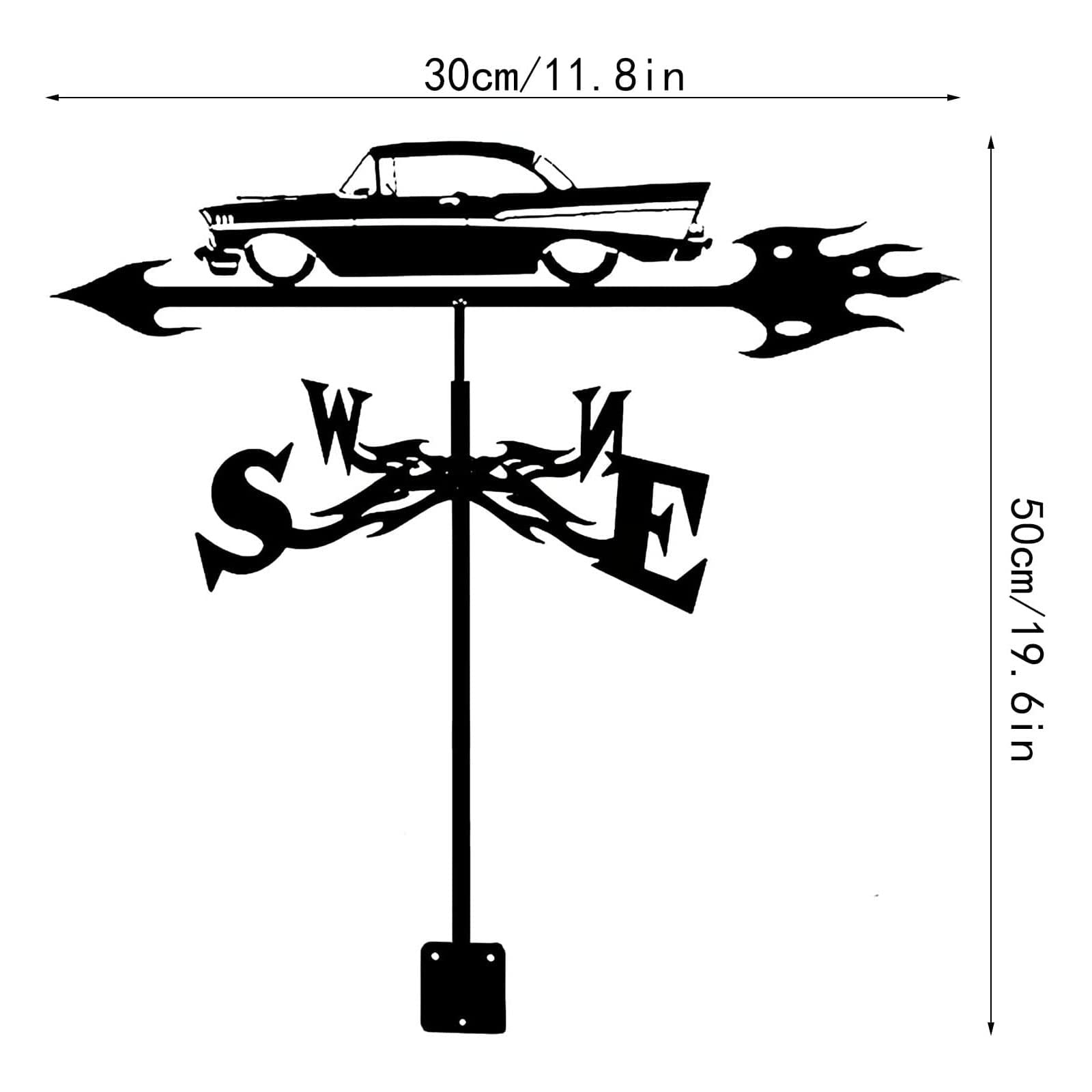 BRLIBESE Weathervane Roof Classic Cars Wind Vane Large Decoration Durable Metal Garden Weather Vane Wind Direction Indicator Ornament Yard Garden Cupola Art Deco Measuring Tool