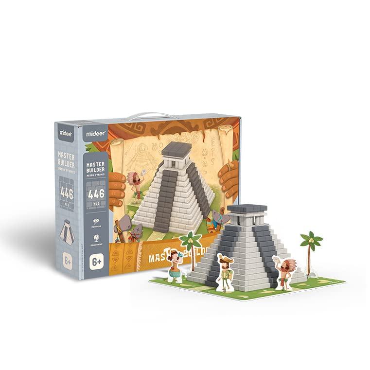 Mideer Master Builder Construction Set Bricks and Glue Set and Educational Toy - Intro to Engineering, STEM Learning, Washable & Reusable, Over 6 Years Old Children and Adults (Mayan Pyramid)