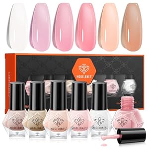modelones Nail Polish Set 6 Colors Sheer Nude Pink Milky White Skin Tones Collection Nude Nail Polish Kit Neutral Quick Dry Jelly Transparent Manicure DIY Nail Art Salon Home Gift for Women Girl