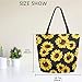 Naanle Sunflower Canvas Tote Bag Large Women Casual Shoulder Bag Handbag, Watercolor Sunflower Reusable Multipurpose Heavy Duty Shopping Grocery Cotton Bag for Outdoors.